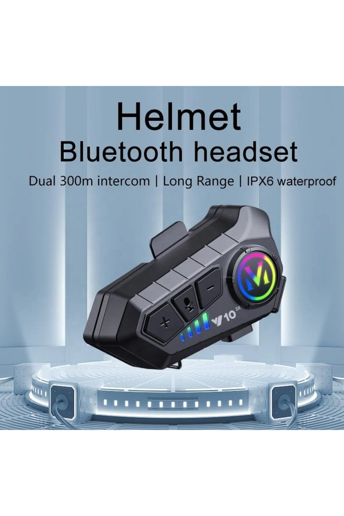 Bilişim Burada Y10 2x Motosiklet Kask Intercom Çift Eşleşme Rgb Işıklı Bluetooth Kulaklık Bt5-3